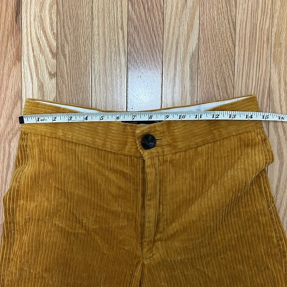 Zara Woman Mustard Wide Leg Corduroy Crop Pants - Picture 4 of 5